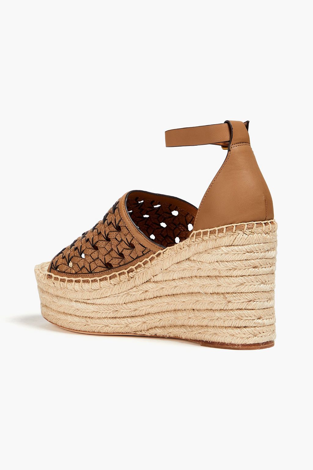 TORY BURCH 編み込みレザー プラットフォームエスパドリーユ