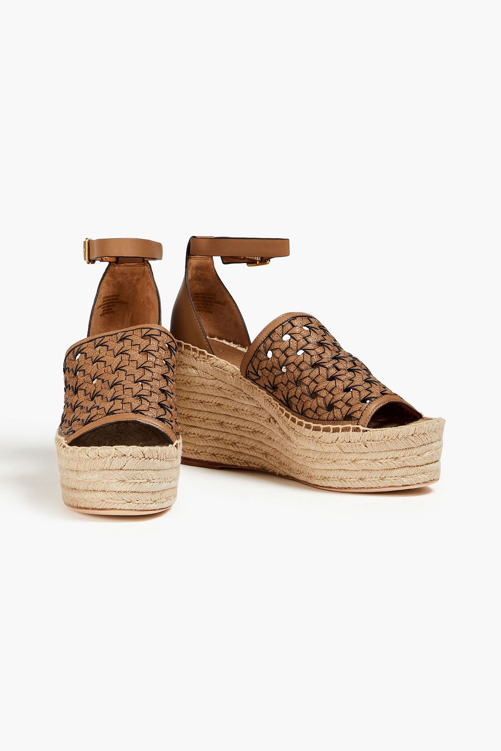 TORY BURCH 編み込みレザー プラットフォームエスパドリーユ