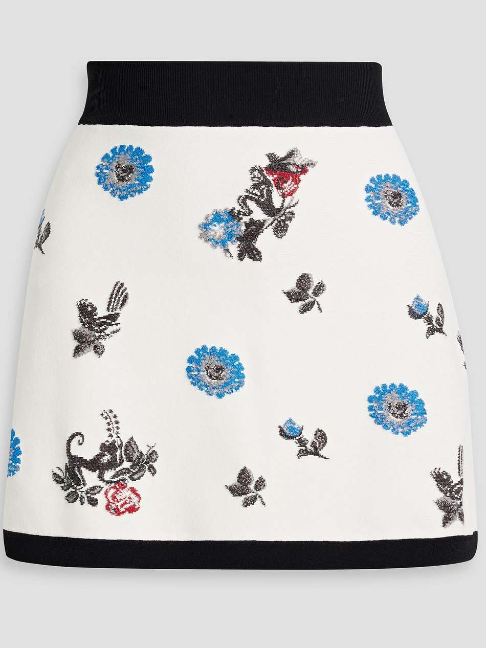 skirt-effect metallic jacquard-knit shorts