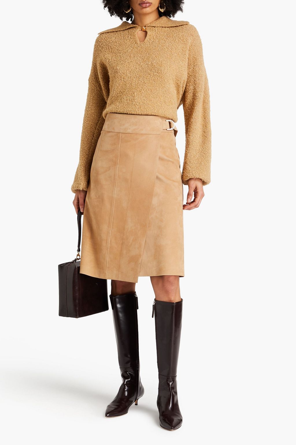 FERRAGAMO Suede wrap skirt
