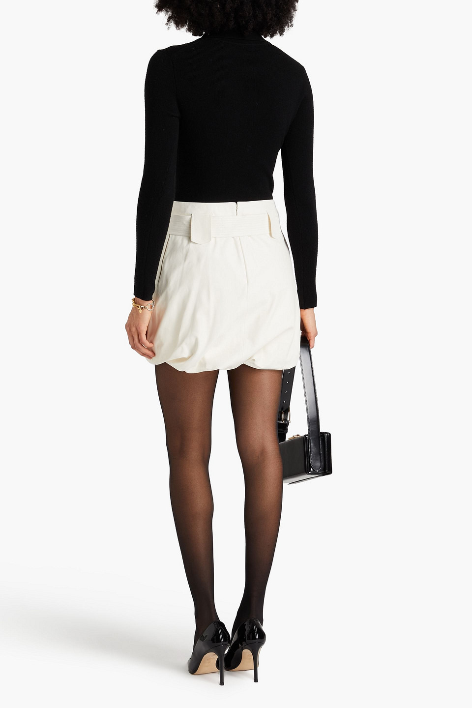  Ferragamo - Leather Mini Skirt - White - It 40 