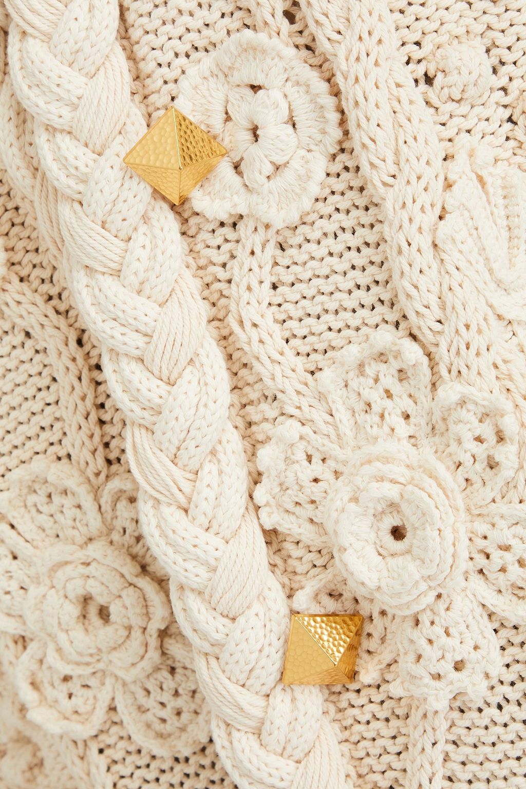 VALENTINO GARAVANI Studded cable-knit cotton cardigan