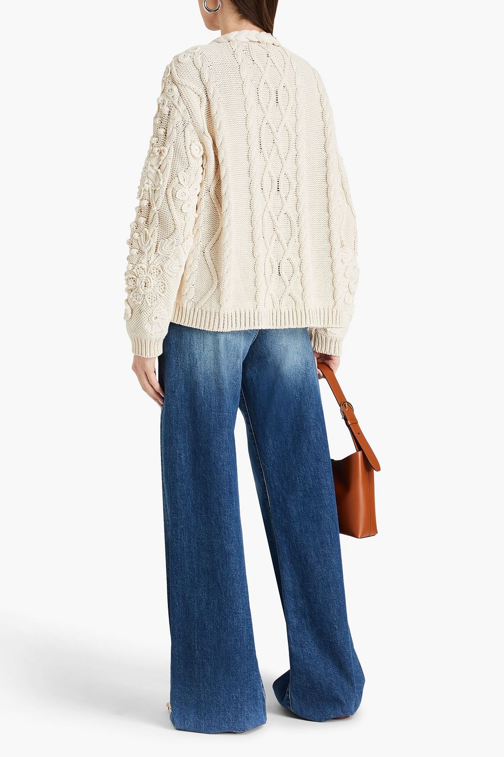 VALENTINO GARAVANI Studded cable-knit cotton cardigan