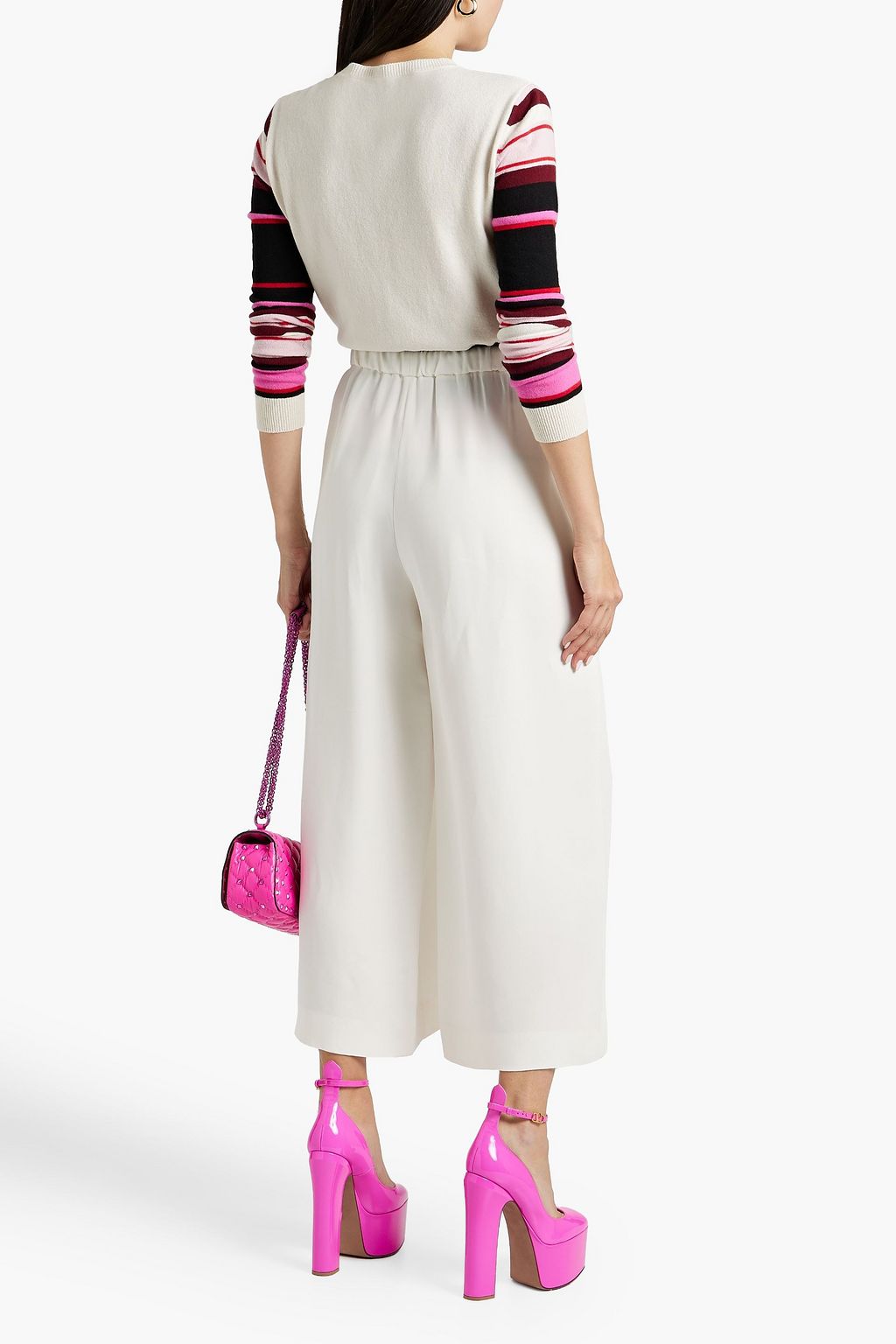 VALENTINO GARAVANI Cropped silk-blend crepe wide-leg pants