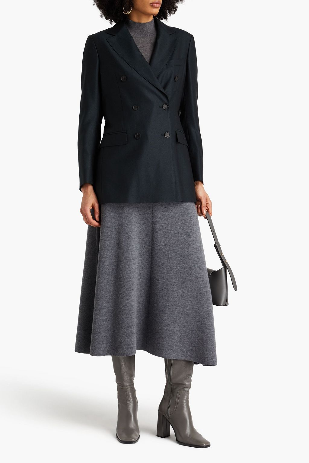 FERRAGAMO Double-breasted grain de poudre wool
