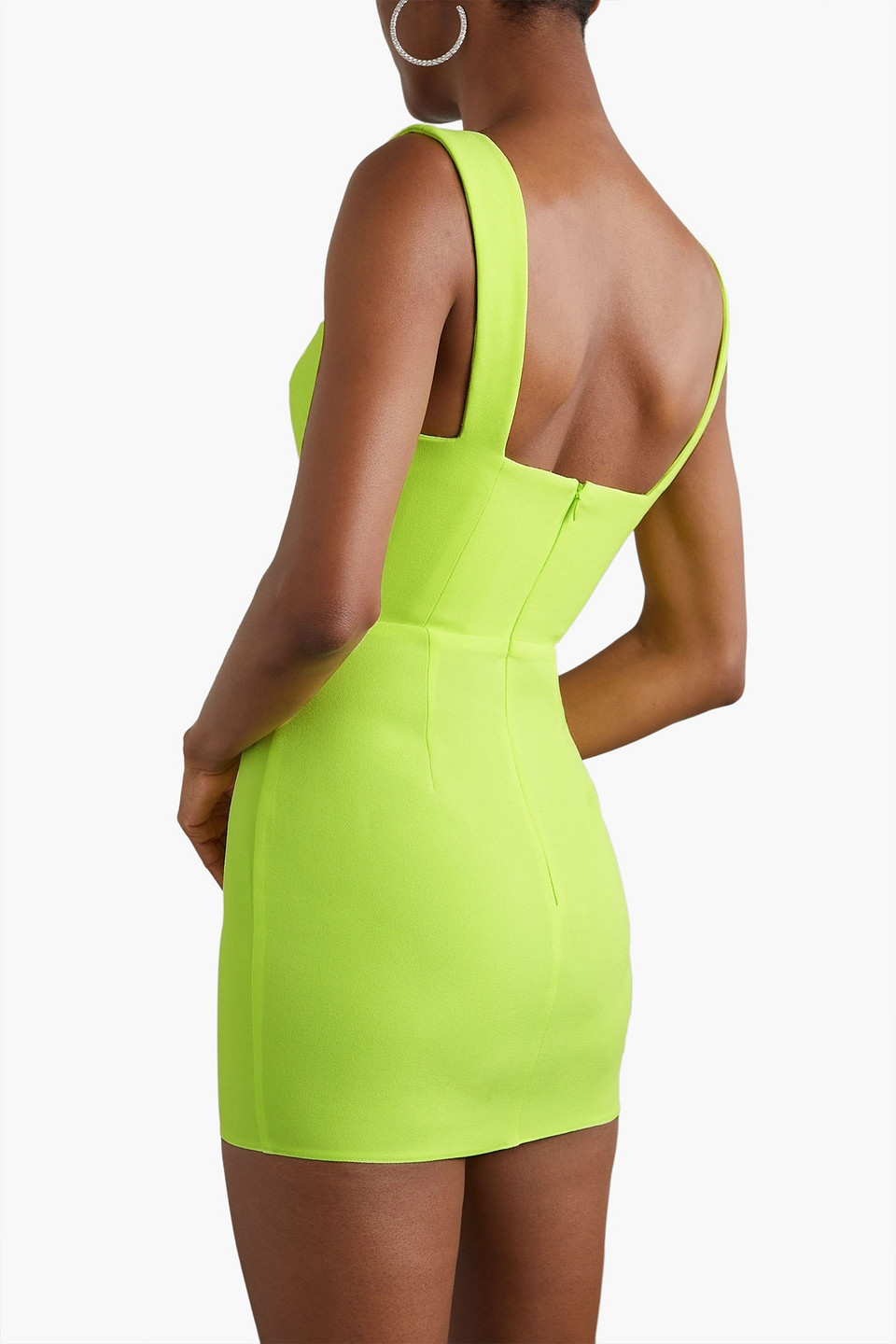 Shop Alex Perry Auden Crepe Mini Dress In Bright Green