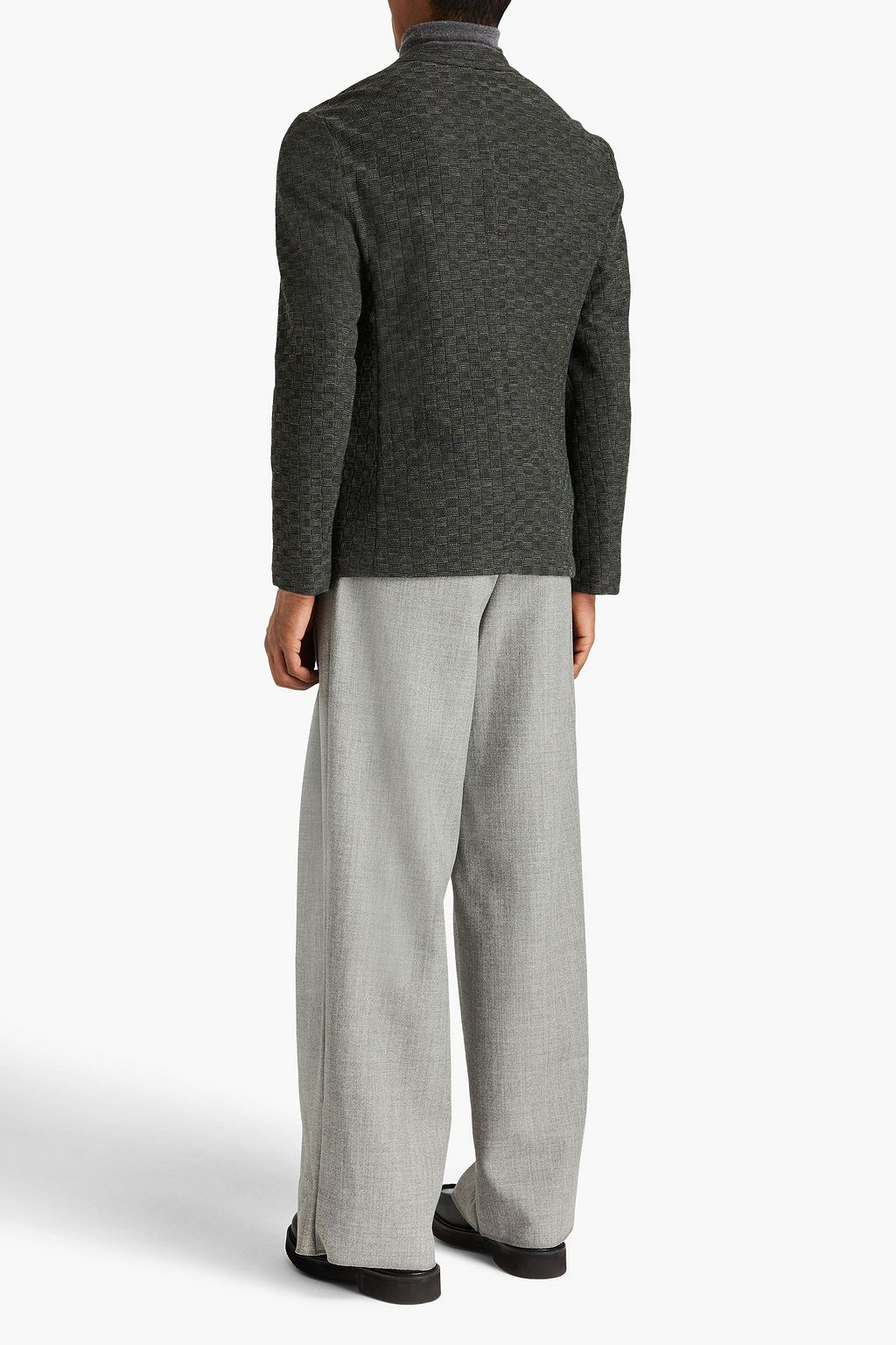 EMPORIO ARMANI Mélange wool and cotton-blend blazer