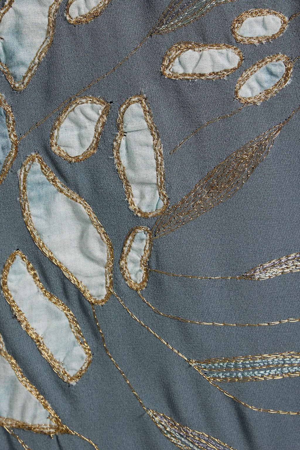 VALENTINO GARAVANI Appliquéd silk crepe de chine wide-leg pants