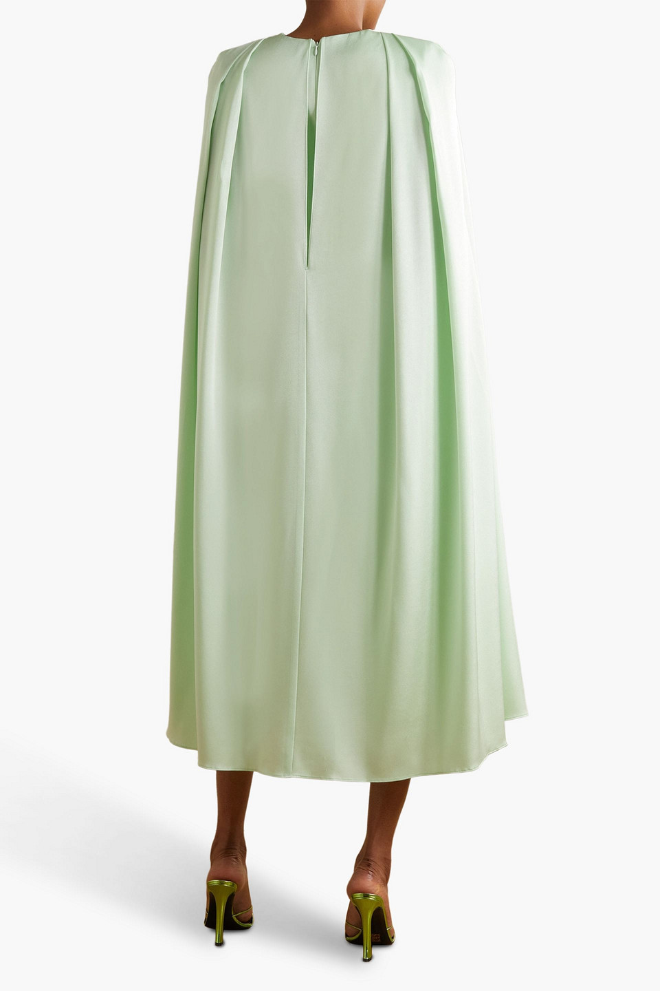 Shop Alex Perry Beckett Cape-effect Satin-crepe Midi Dress In Mint