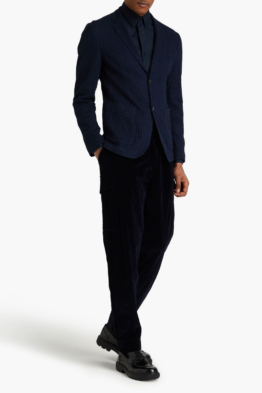 EMPORIO ARMANI Ribbed cotton blazer