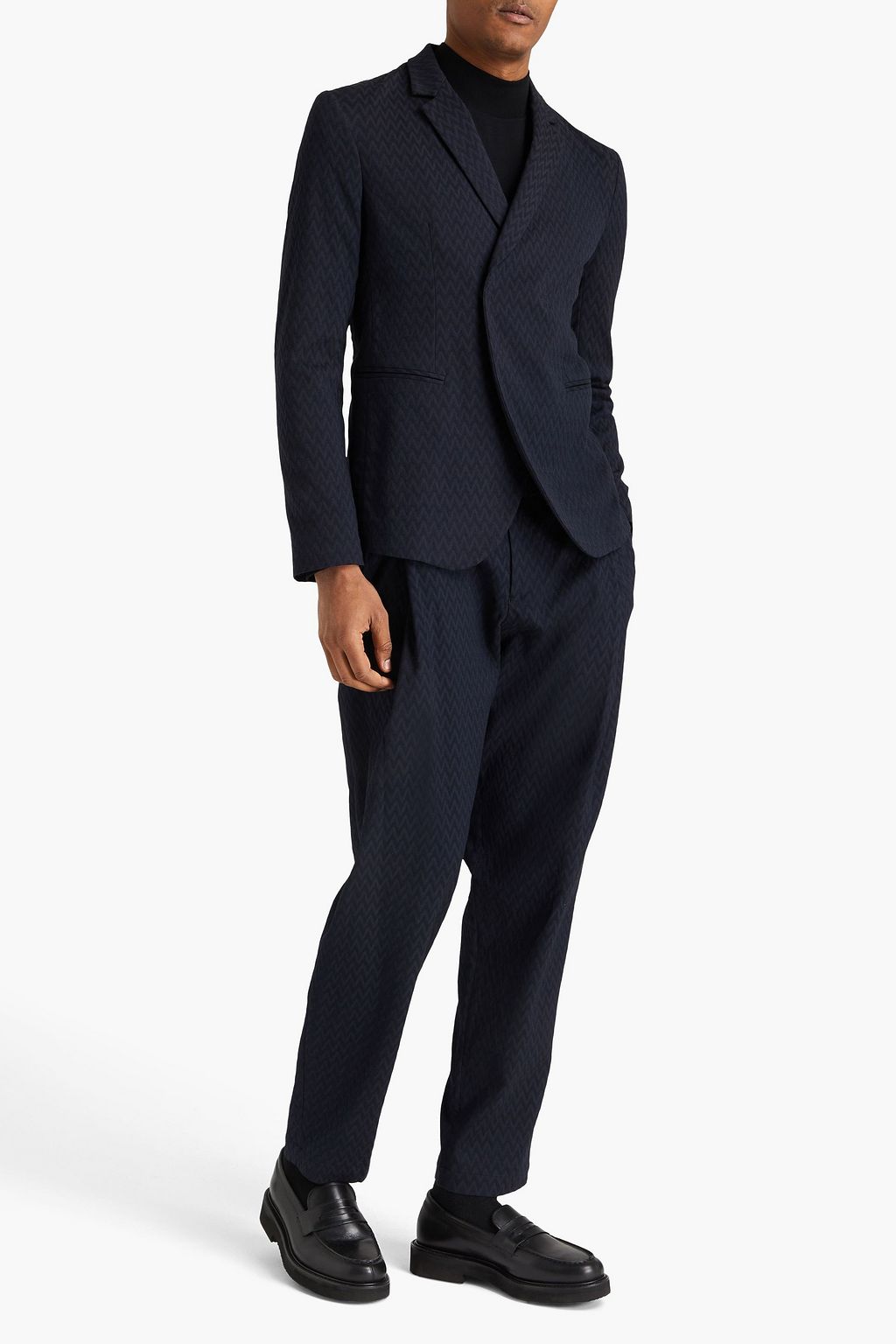 EMPORIO ARMANI Cotton-blend jacquard suit jacket