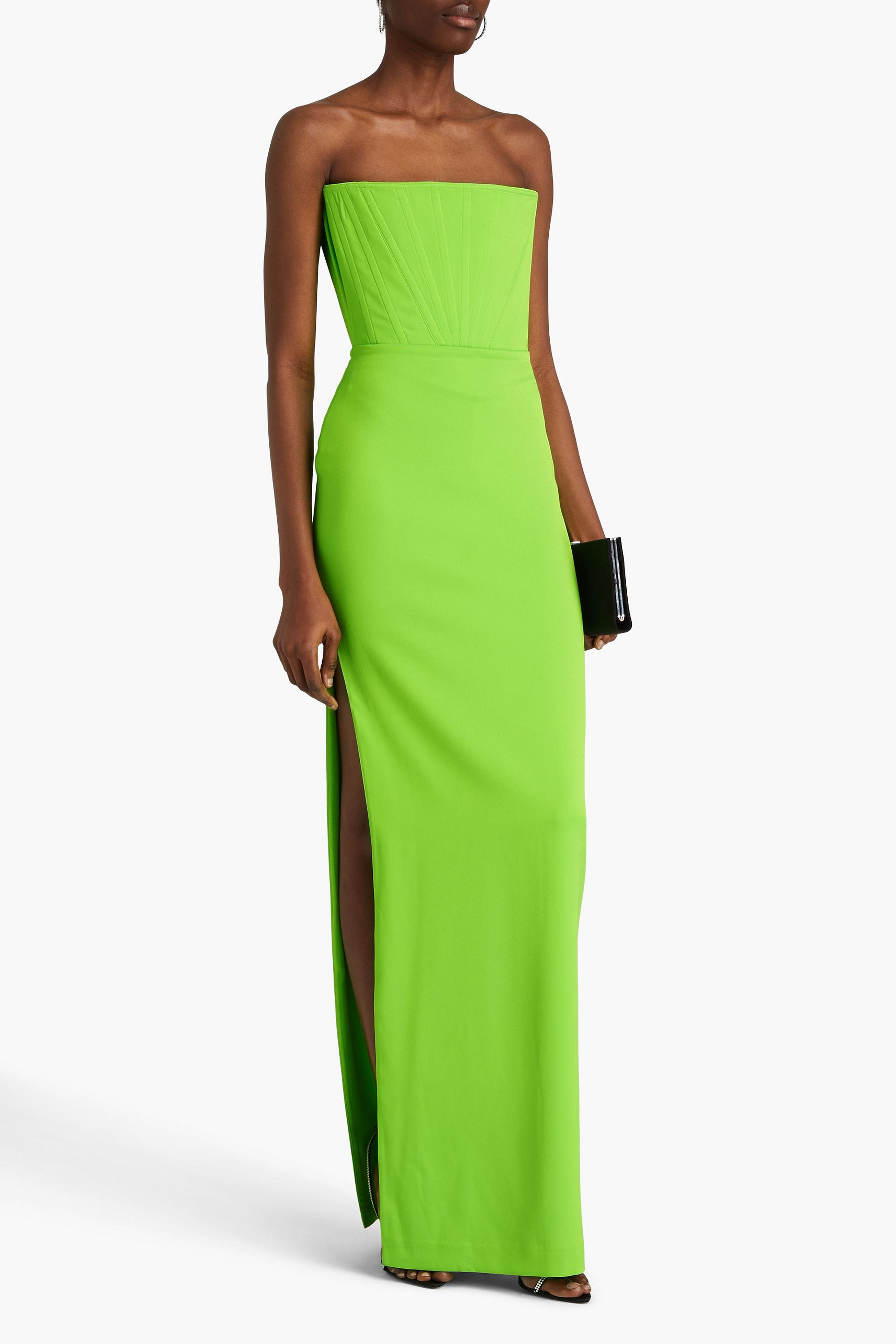 Alex Perry Strapless neon satin-crepe gown