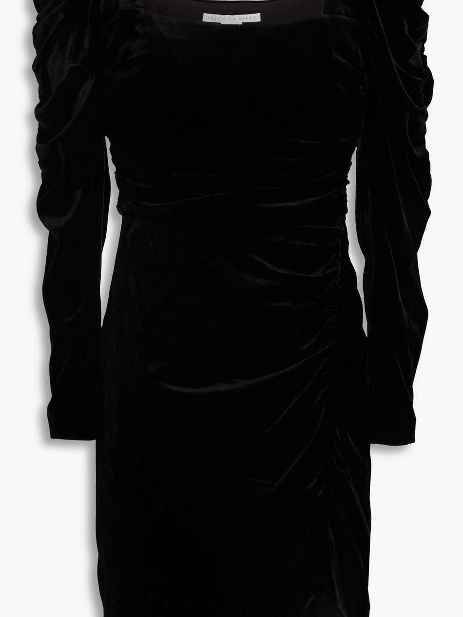 toki ruched crushed-velvet mini dress