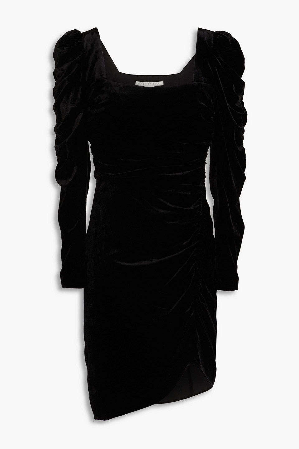 Veronica Beard Toki Ruched Crushed-velvet Mini Dress In Black