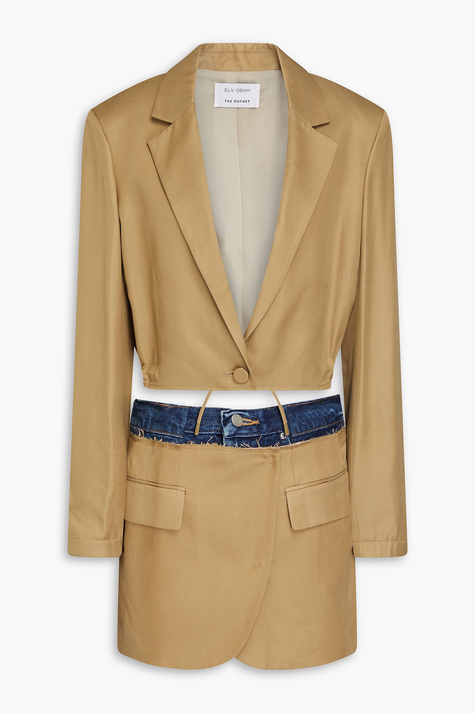 E.l.v. Denim X The Outnet The Skirt Suit Twill Blazer And Skirt-effect Shorts Set In Mustard