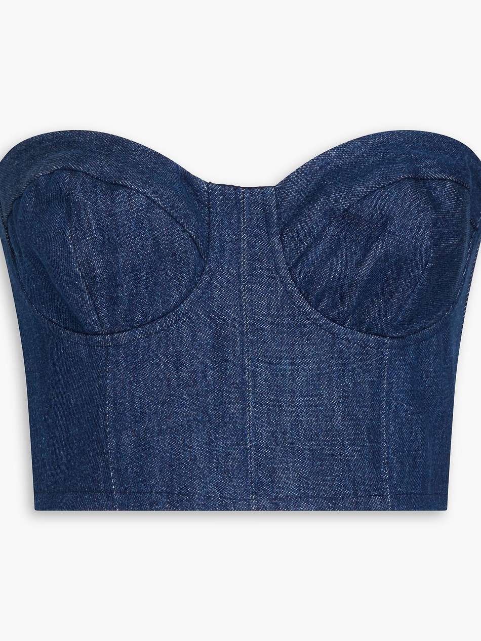 the corset cropped denim bustier top