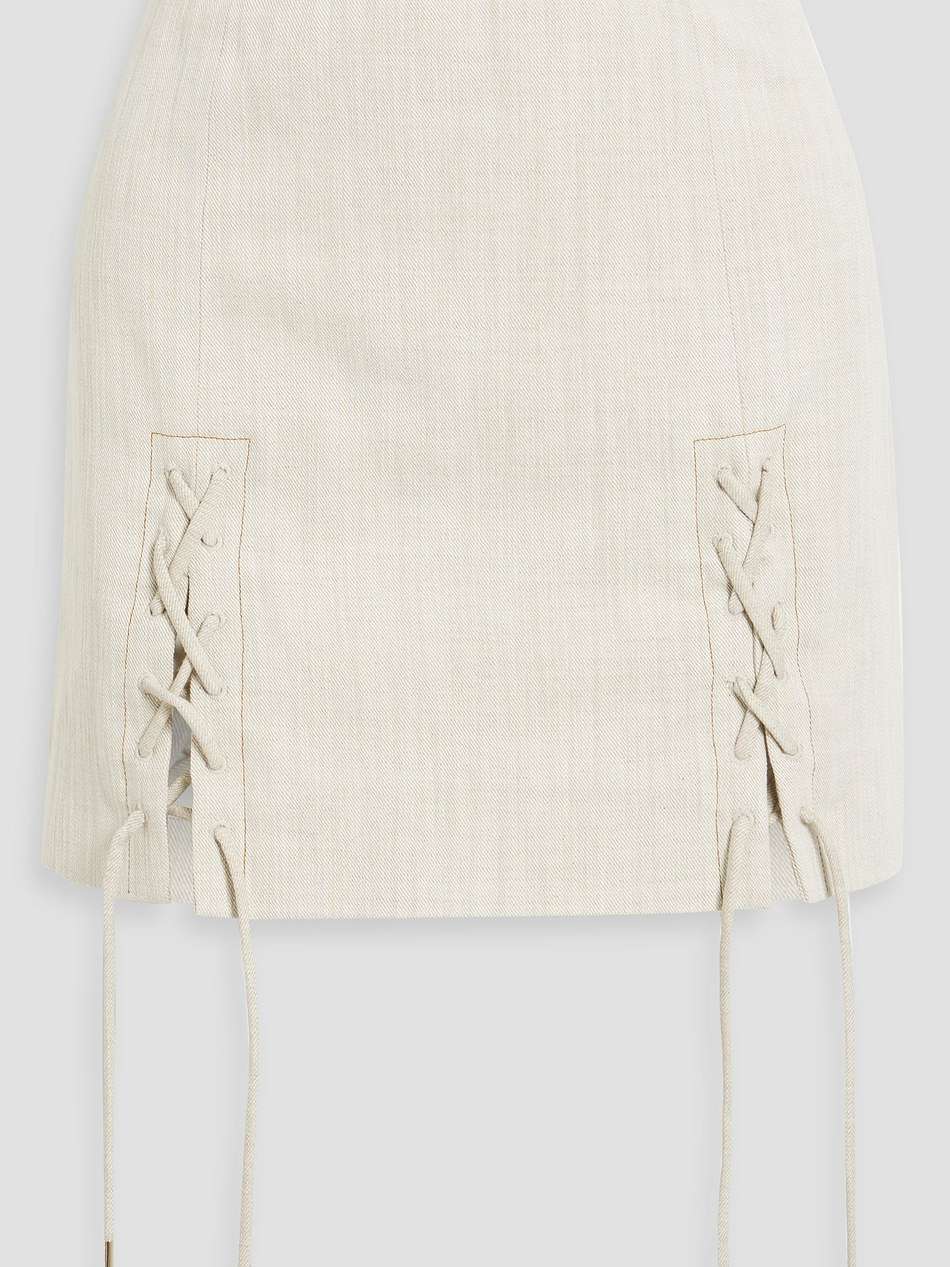 possibility lace-up cotton-blend canvas mini skirt