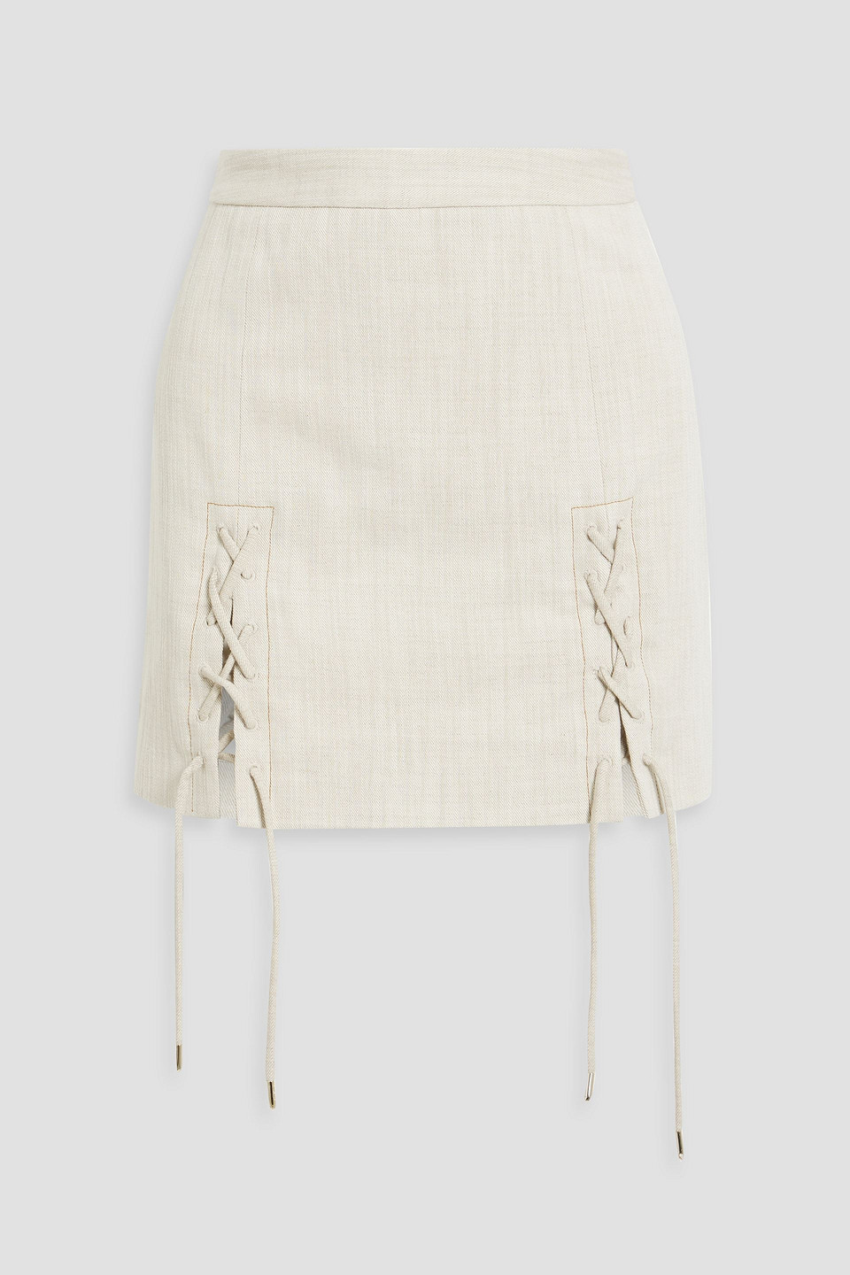 Palmer Harding Possibility Cotton-blend Lace-up Mini Skirt In Ecru