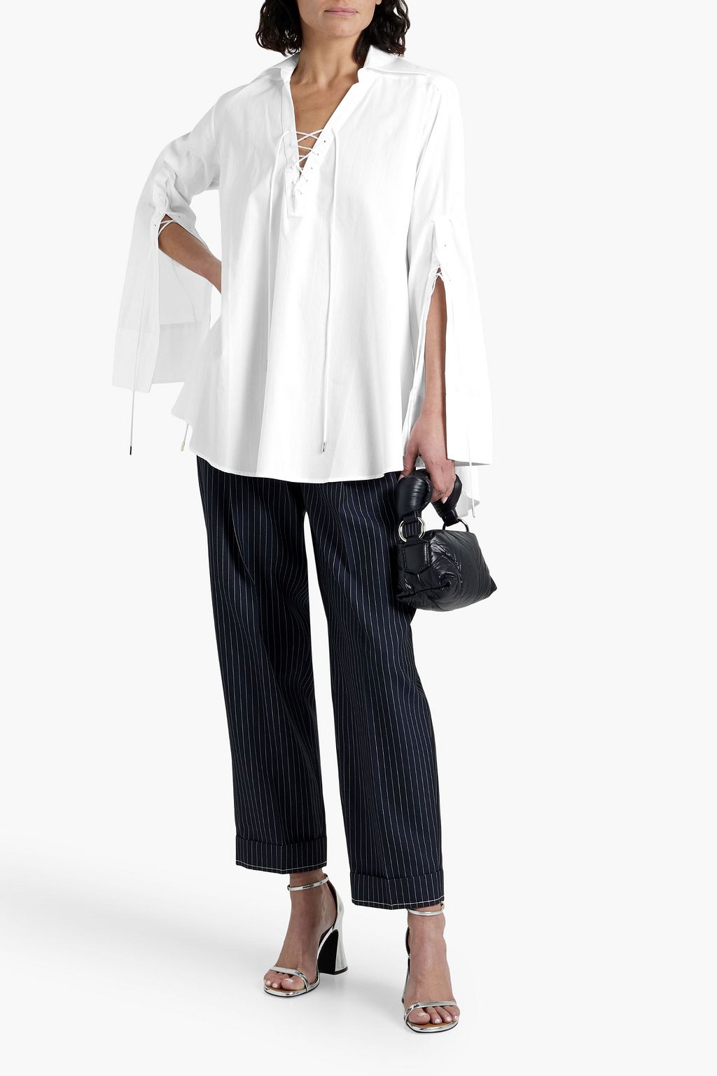 PALMER//HARDING Origin lace-up cotton-jacquard tunic