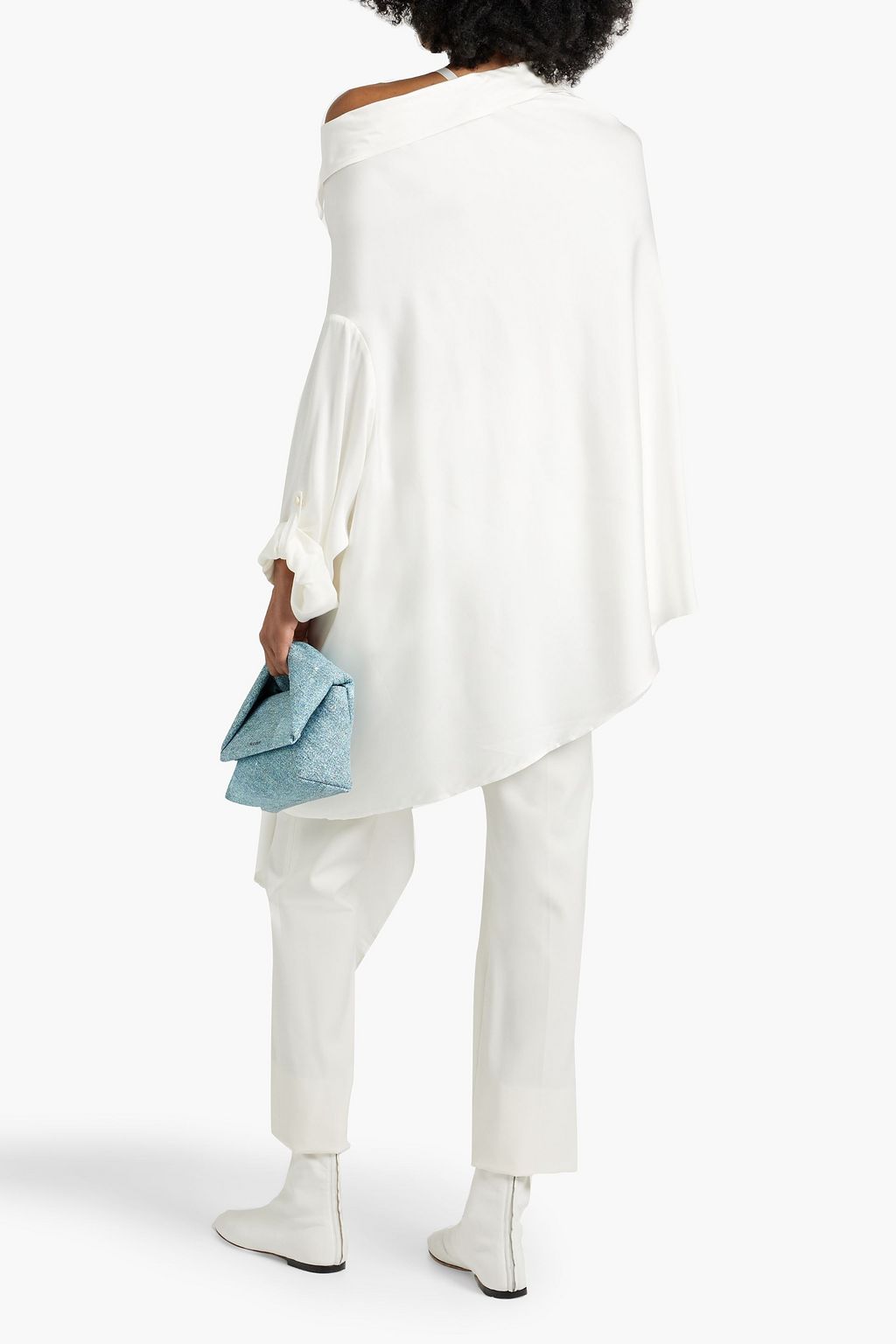 PALMER//HARDING Renewal one-shoulder draped satin-crepe shirt