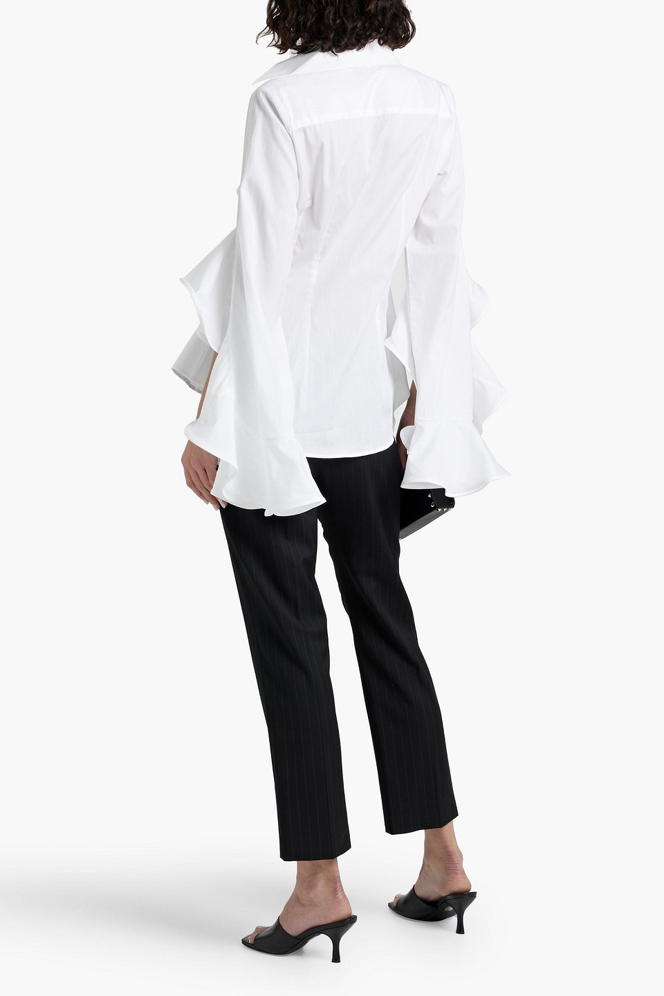 Palmer Harding Prosper Ruffle-sleeve Cotton-poplin Shirt In White