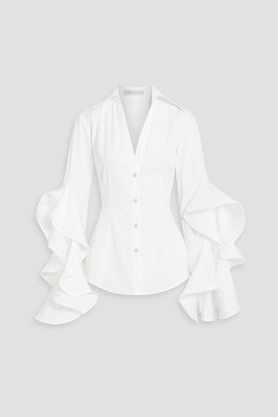 Palmer Harding Prosper Ruffle-sleeve Cotton-poplin Shirt In White