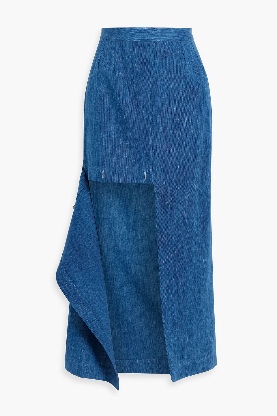 Inhale asymmetric denim maxi skirt