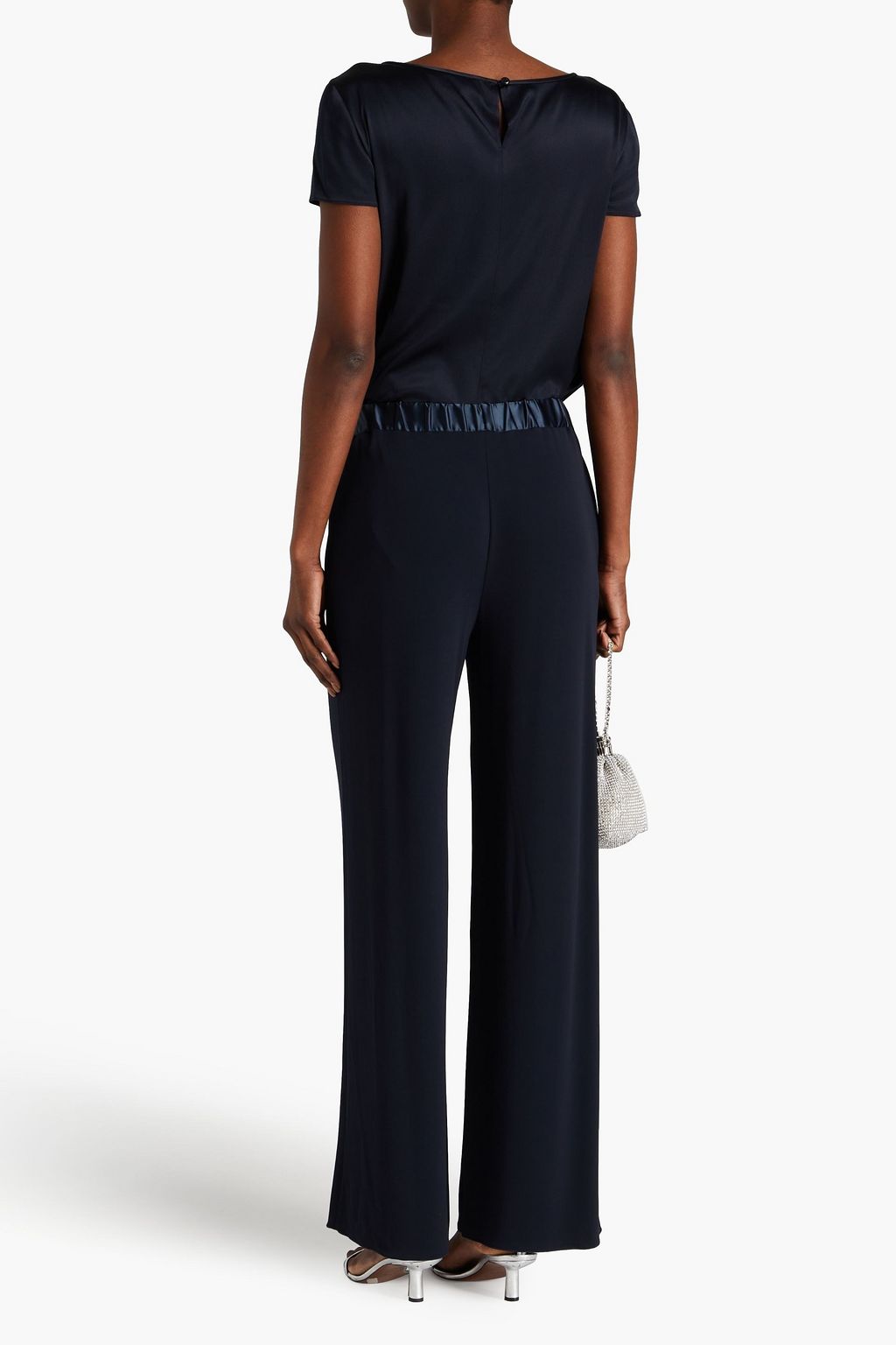 EMPORIO ARMANI Satin-trimmed jersey track pants