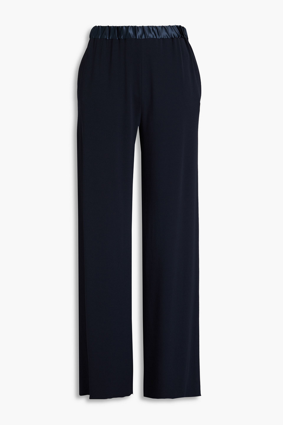 Emporio Armani Satin-trimmed Jersey Track Trousers In Blue