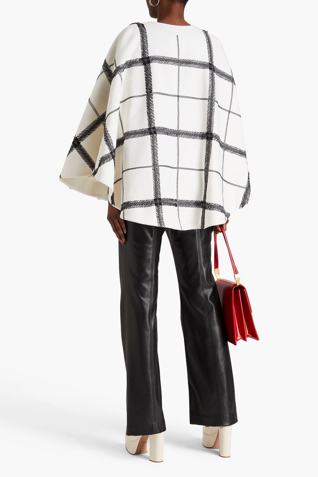 VALENTINO GARAVANI Checked wool and cashmere-blend felt cape