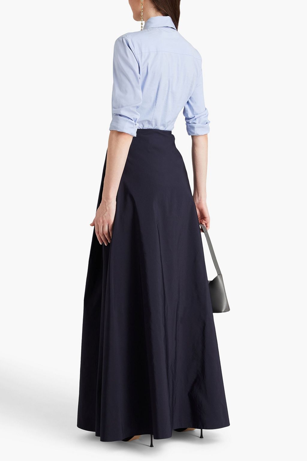 VALENTINO GARAVANI Draped cotton-blend taffeta maxi skirt