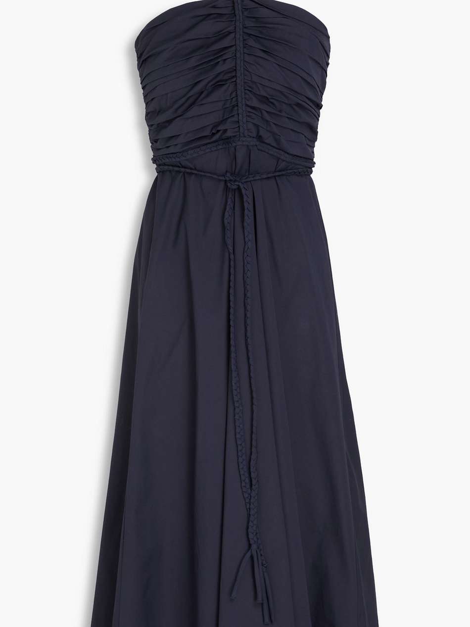 tucker ruched stretch-cotton poplin halterneck midi dress