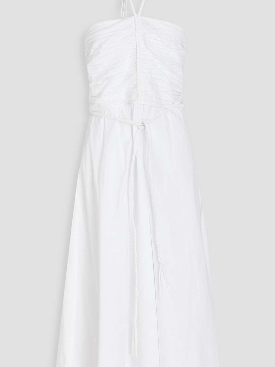 tucker ruched stretch-cotton poplin halterneck midi dress