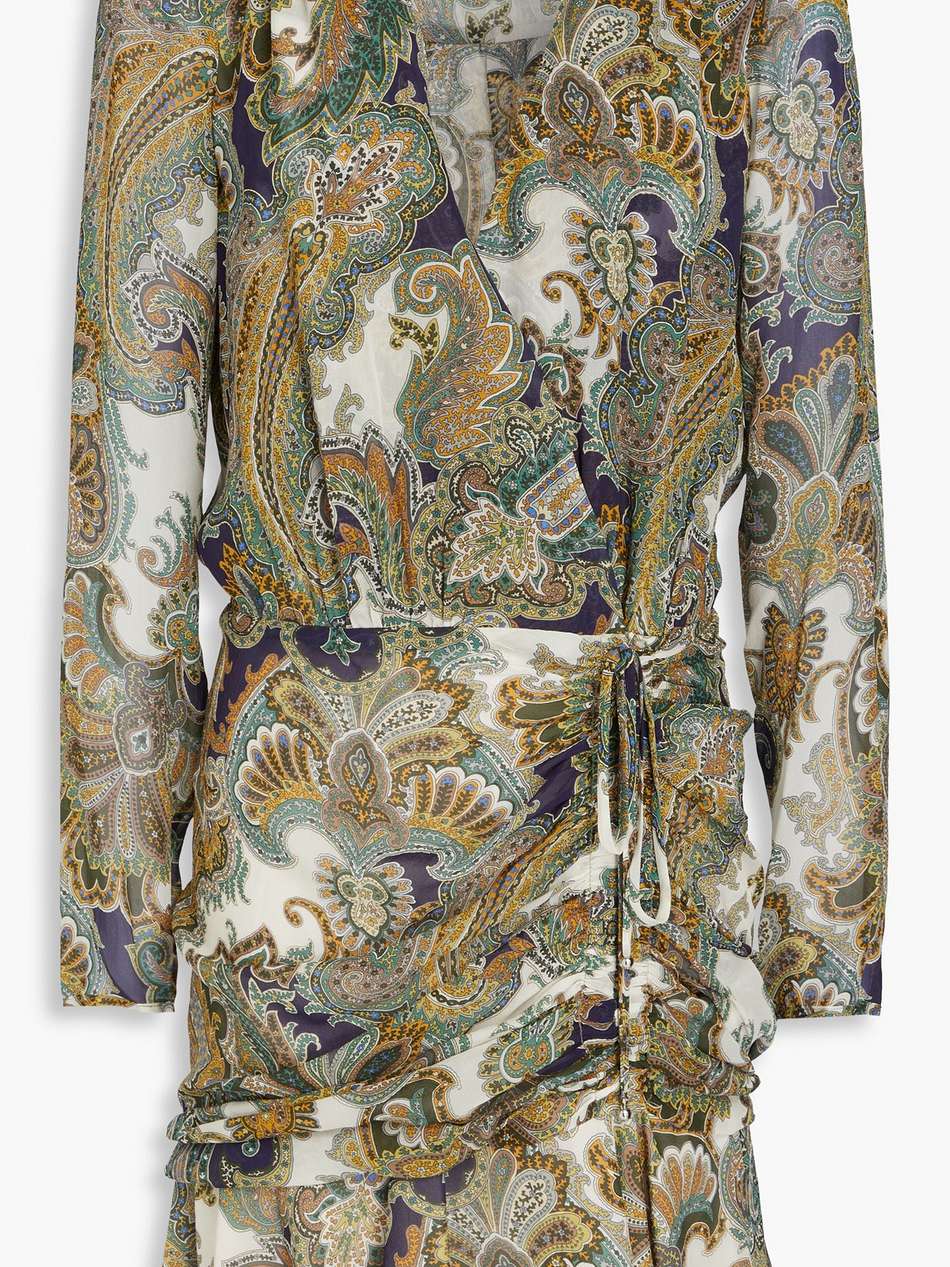 anjali ruffled paisley-print silk-chiffon mini dress
