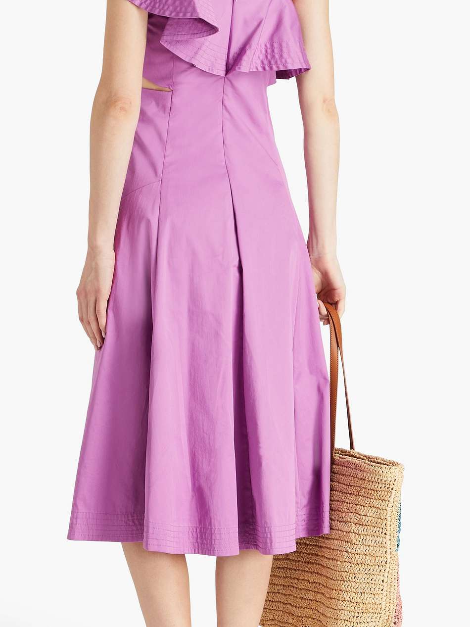 beilla ruffled cotton-blend poplin midi dress