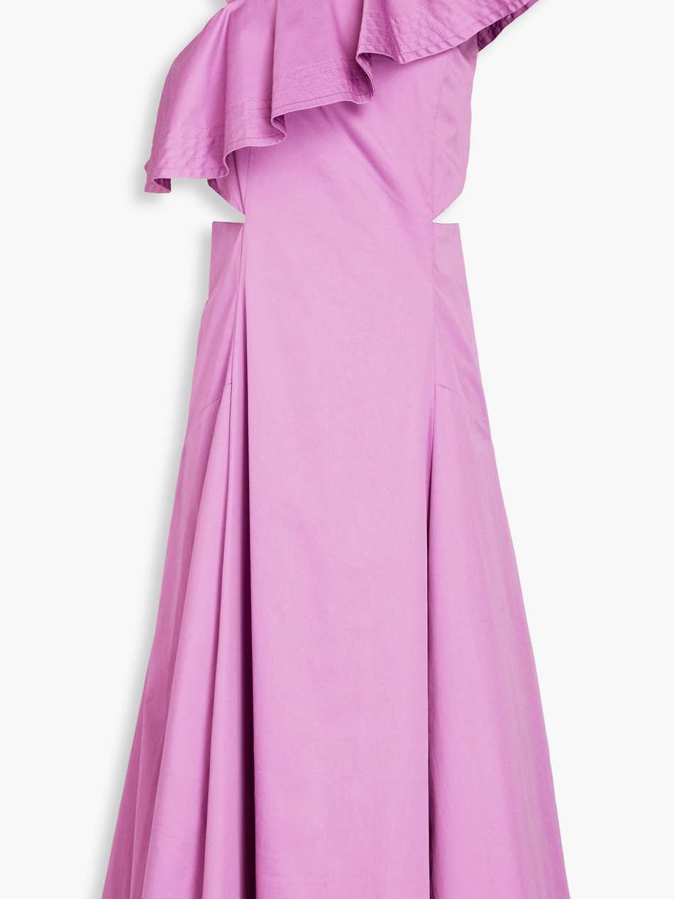 beilla ruffled cotton-blend poplin midi dress