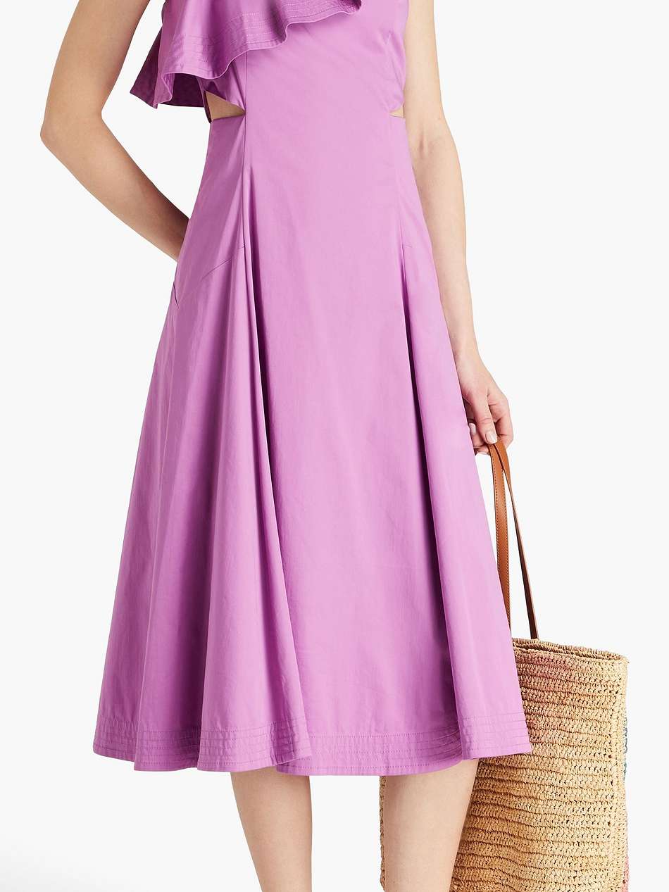 beilla ruffled cotton-blend poplin midi dress