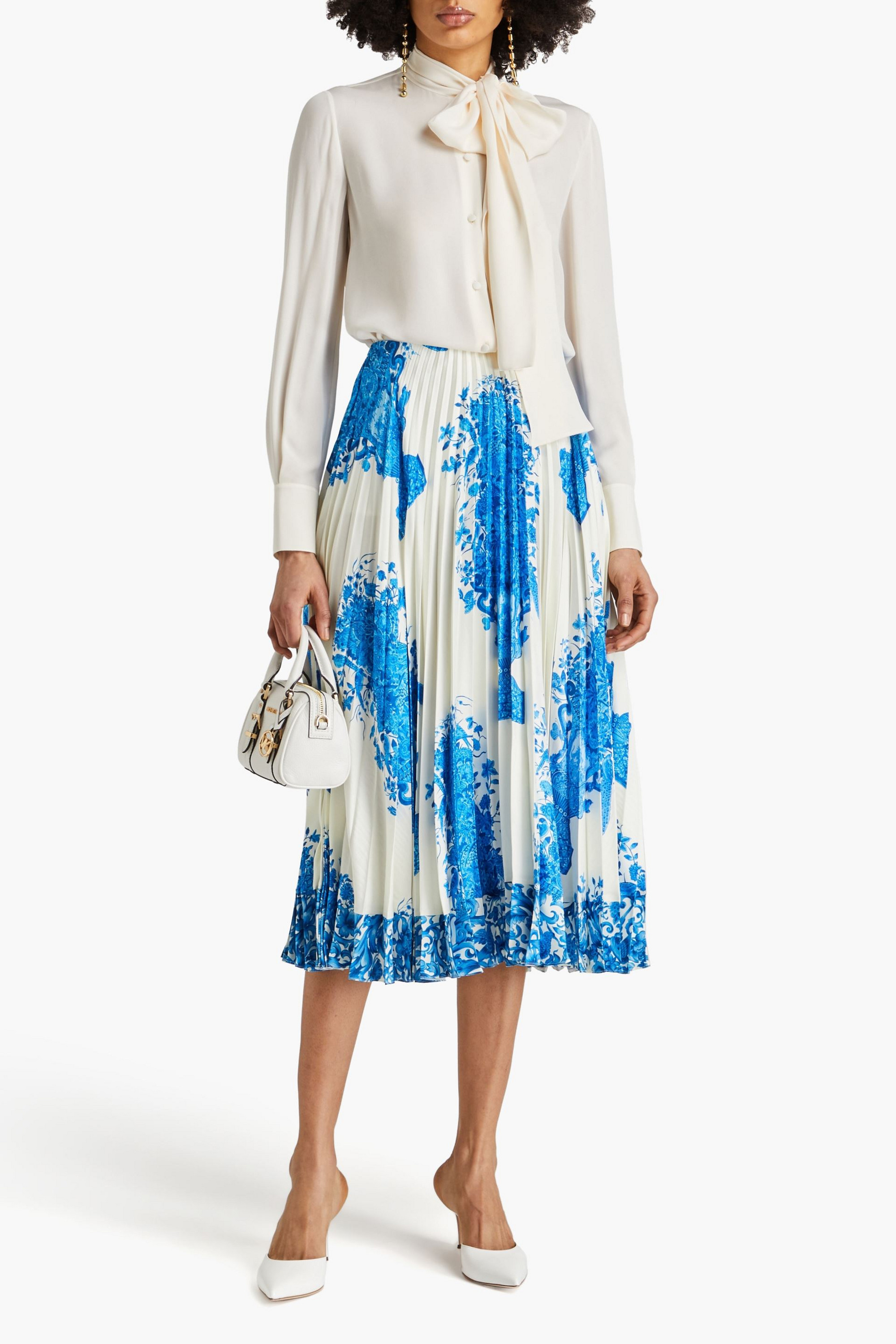 Valentino Garavani Pleated floral-print silk-twill midi skirt