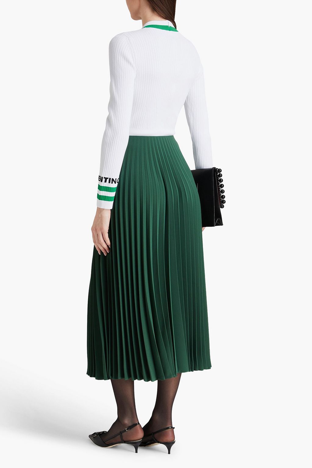 VALENTINO GARAVANI Pleated crepe midi skirt