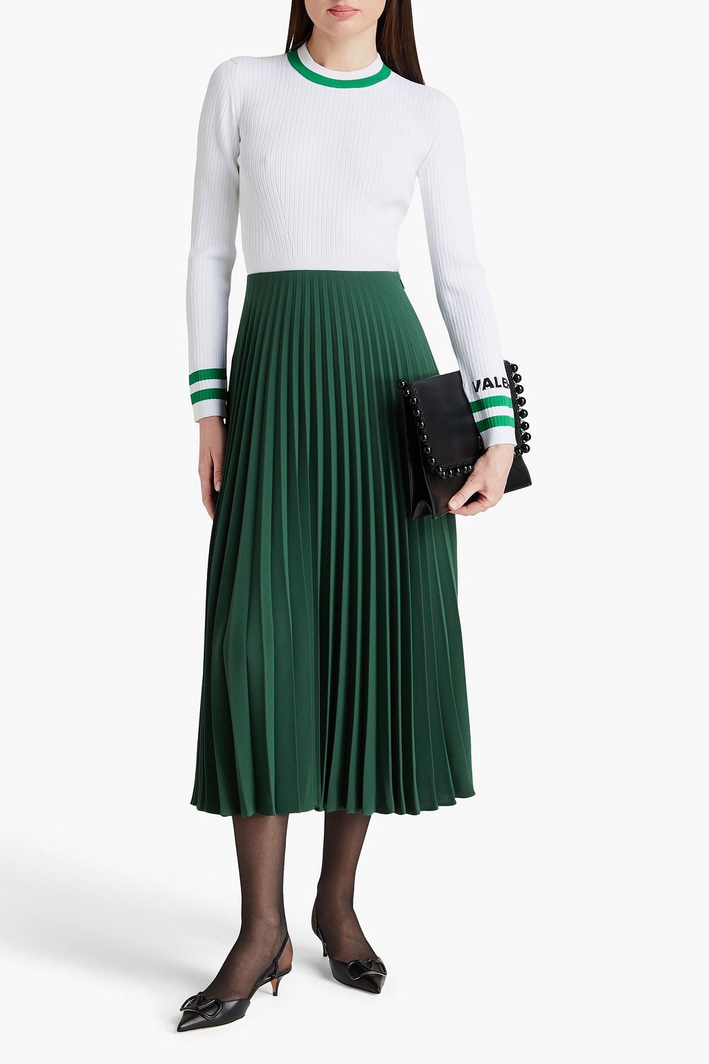 VALENTINO GARAVANI Pleated crepe midi skirt