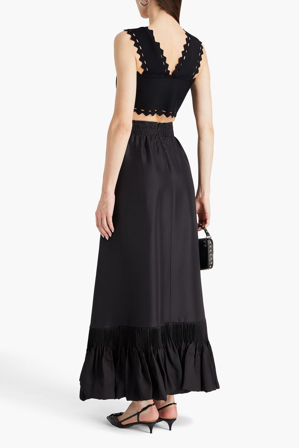VALENTINO GARAVANI Plissé silk-blend taffeta maxi skirt