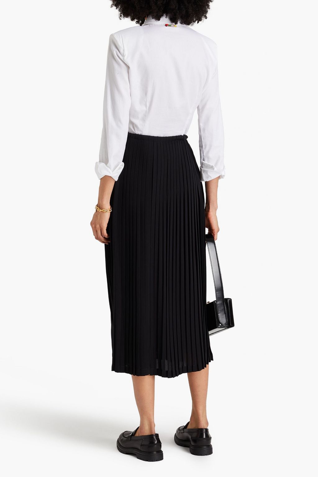VALENTINO GARAVANI Pleated silk-crepe midi skirt