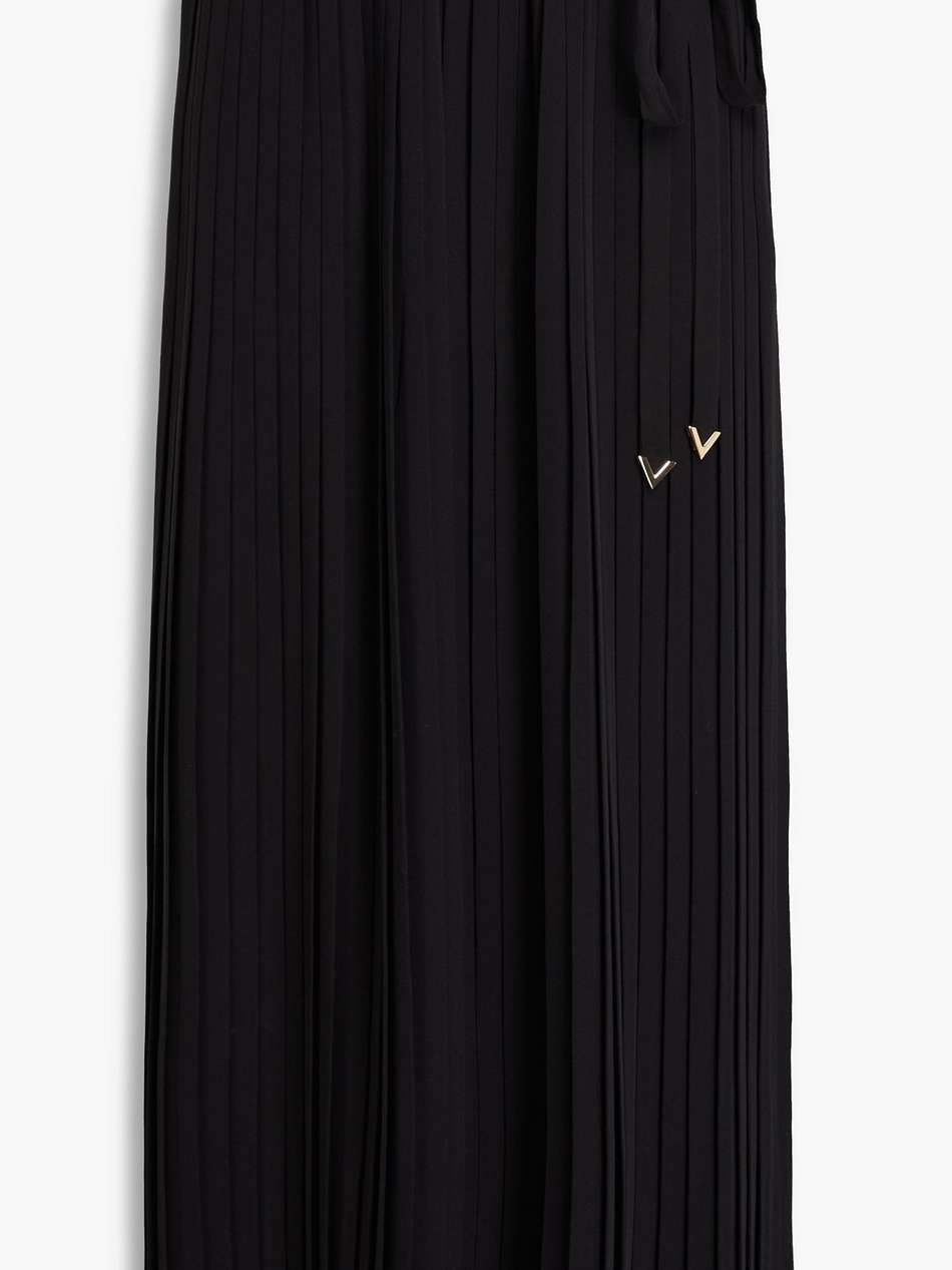 pleated silk-crepe midi skirt