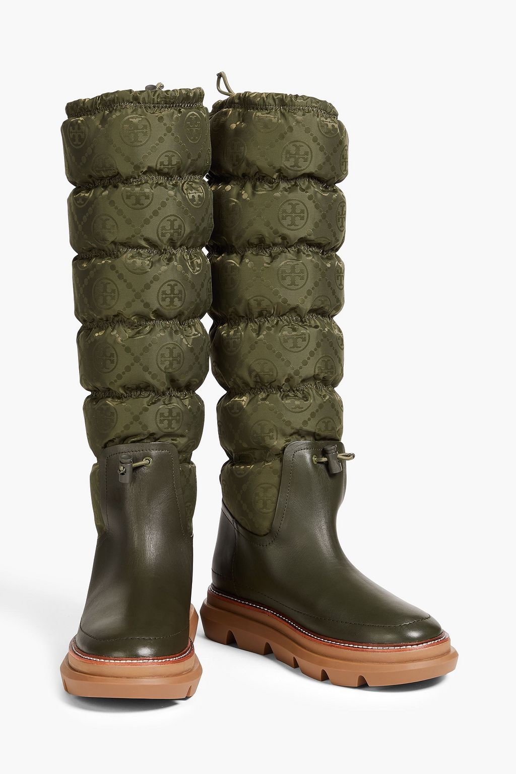 TORY BURCH Quilted satin-jacquard platform snow boots