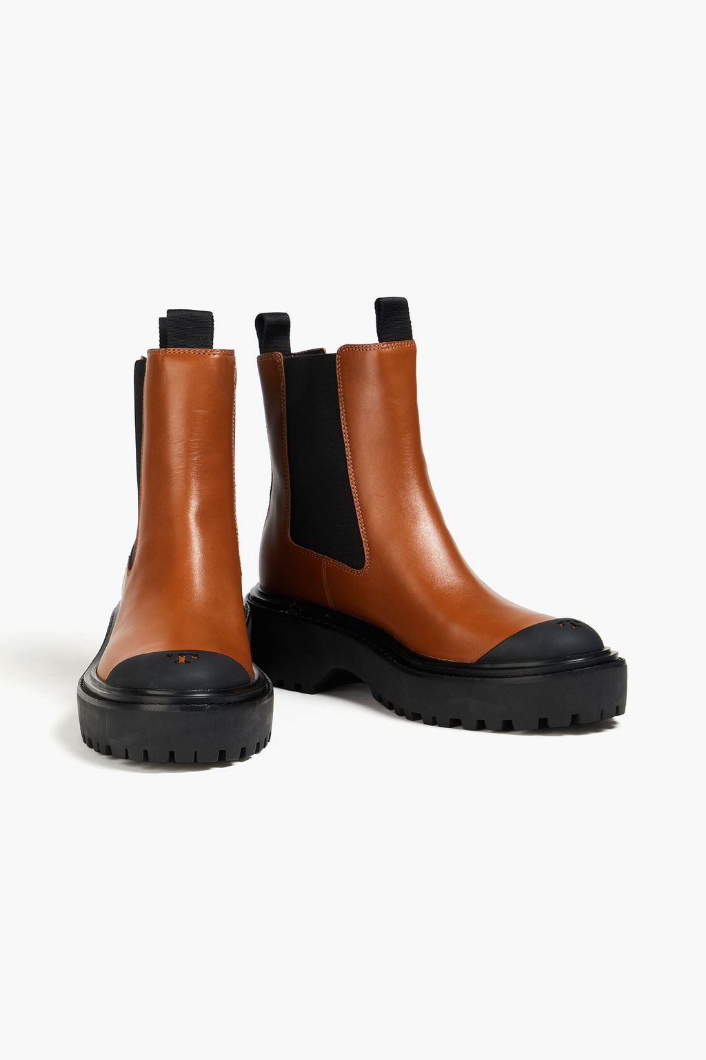 TORY BURCH 러그 투톤 가죽 첼시 부츠