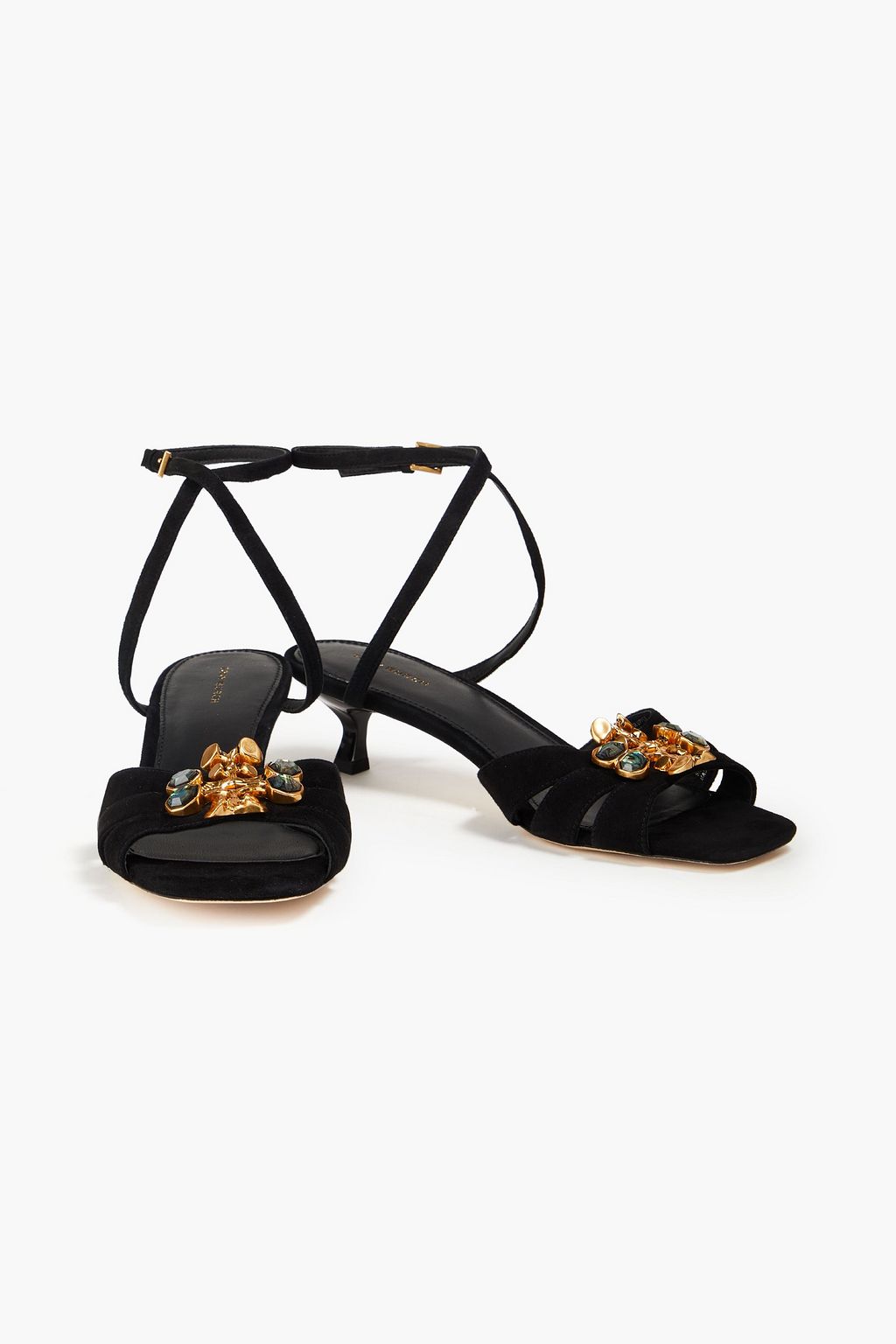 TORY BURCH 브루탈리스트 장식 디테일 스웨이드 샌들