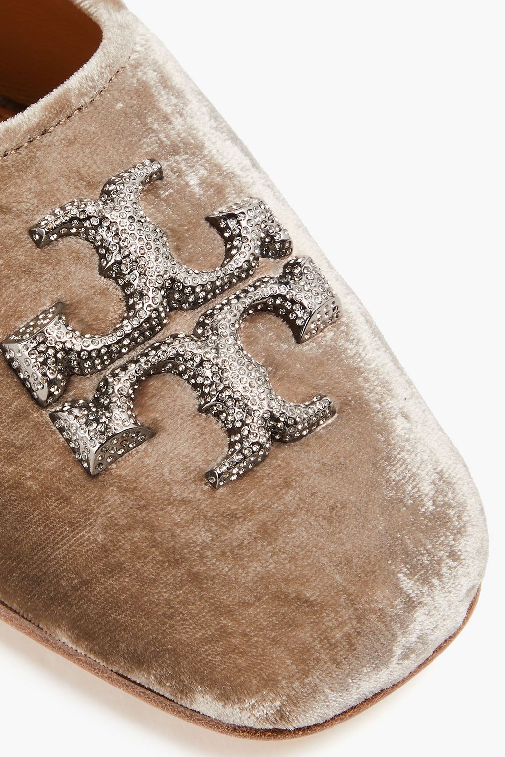 TORY BURCH 장식 디테일 벨벳 발레리나 플랫
