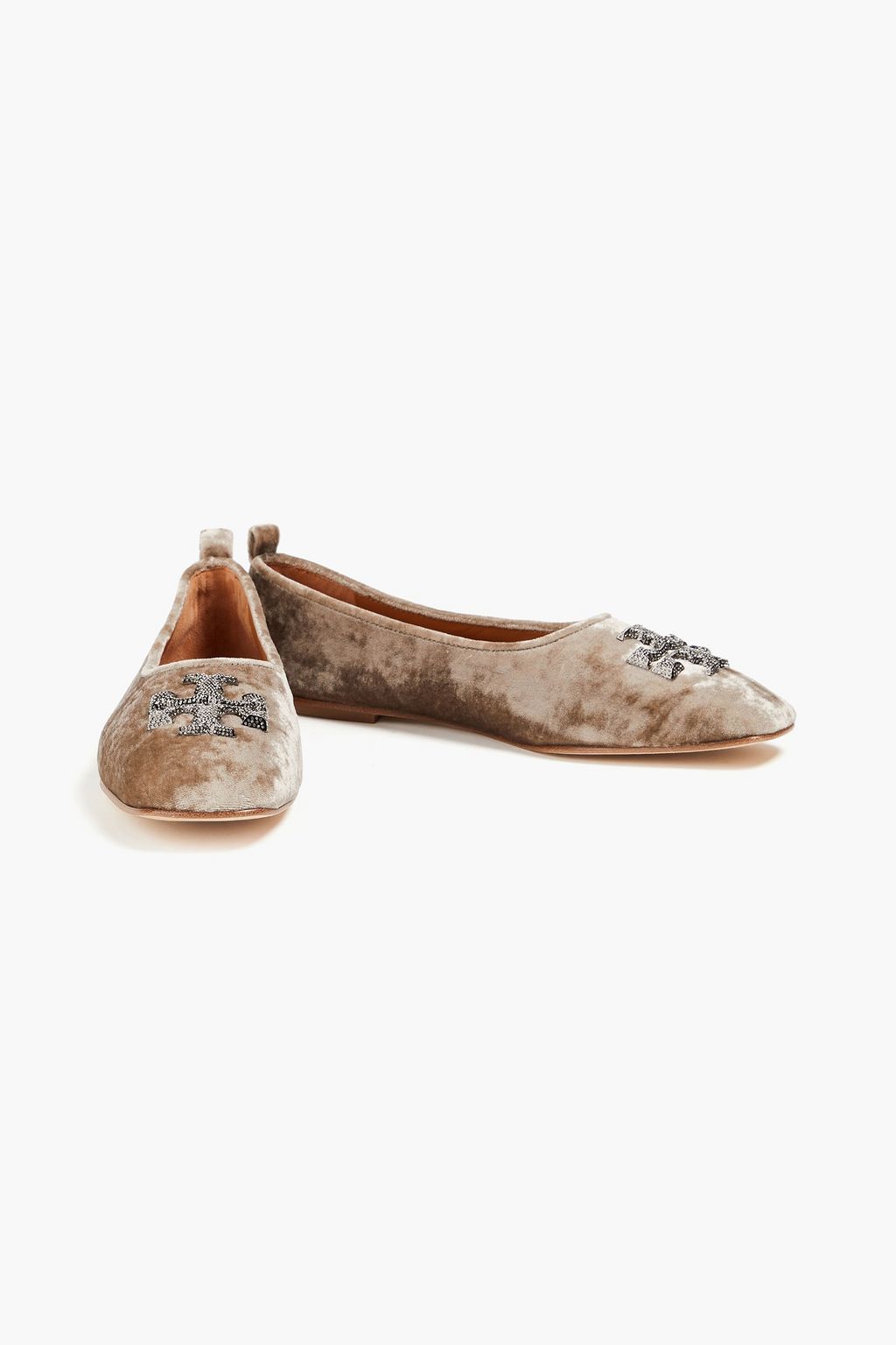 TORY BURCH 장식 디테일 벨벳 발레리나 플랫