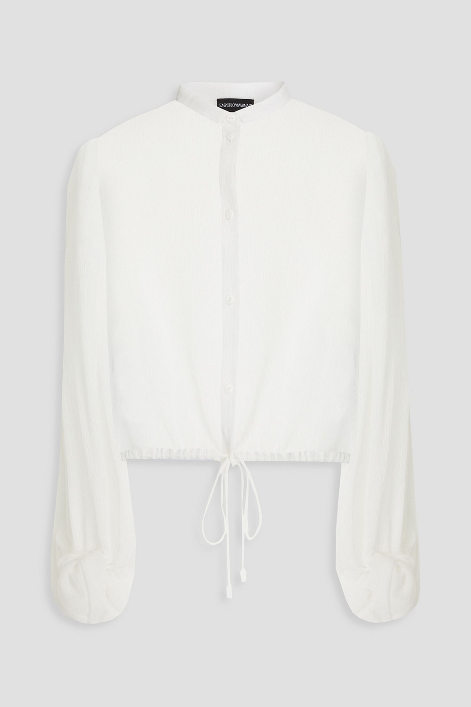 Emporio Armani Metallic Crepon Blouse In White