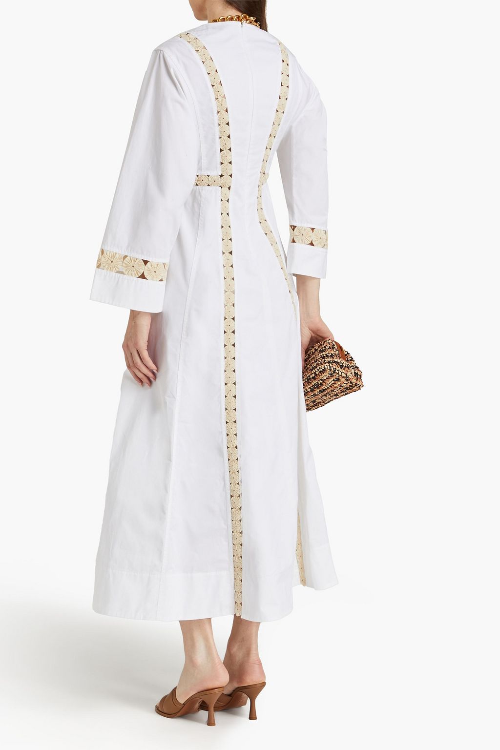TORY BURCH Midikleid aus Baumwollpopeline mit Applikationen